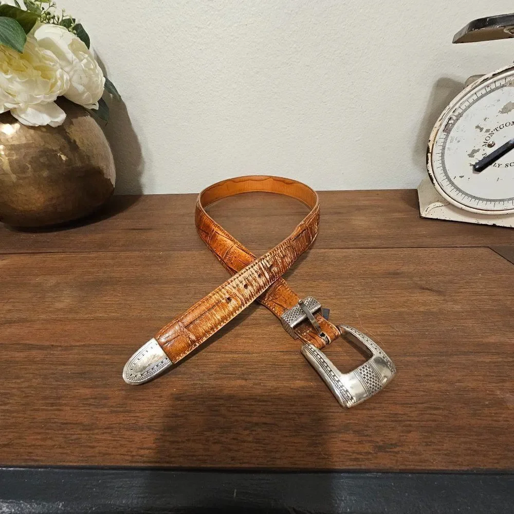 Brighton Alpine Croco Taper  Belt in Cognac Sz 34